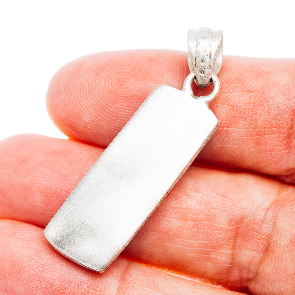 Southwestern Style Kingman Turquoise Pendant 1 5/8" (.925 Sterling Silver)
