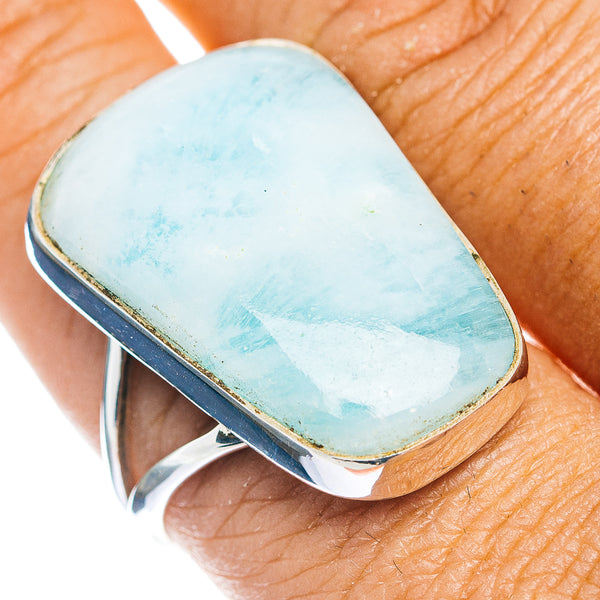 Premium Blue Aragonite Ring Size 10 (.925 Sterling Silver)