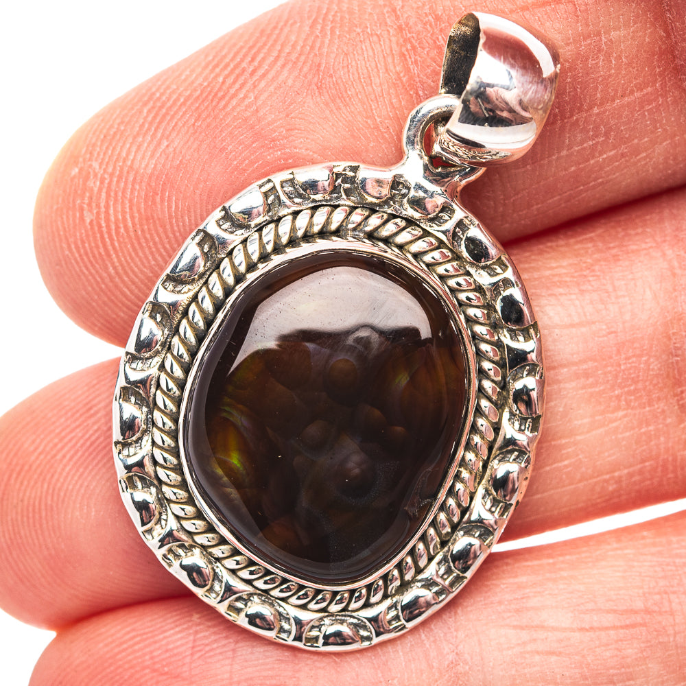 Premium Southwestern Style Mexican Fire Agate Pendant 1 1/2" (.925 Sterling Silver)