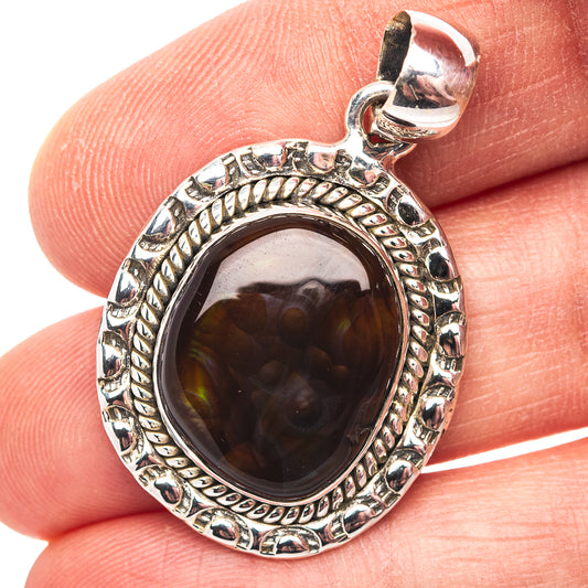 Premium Southwestern Style Mexican Fire Agate Pendant 1 1/2" (.925 Sterling Silver)