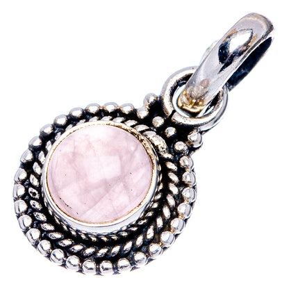 Dainty Rose Quartz Pendant 7/8" (.925 Sterling Silver)