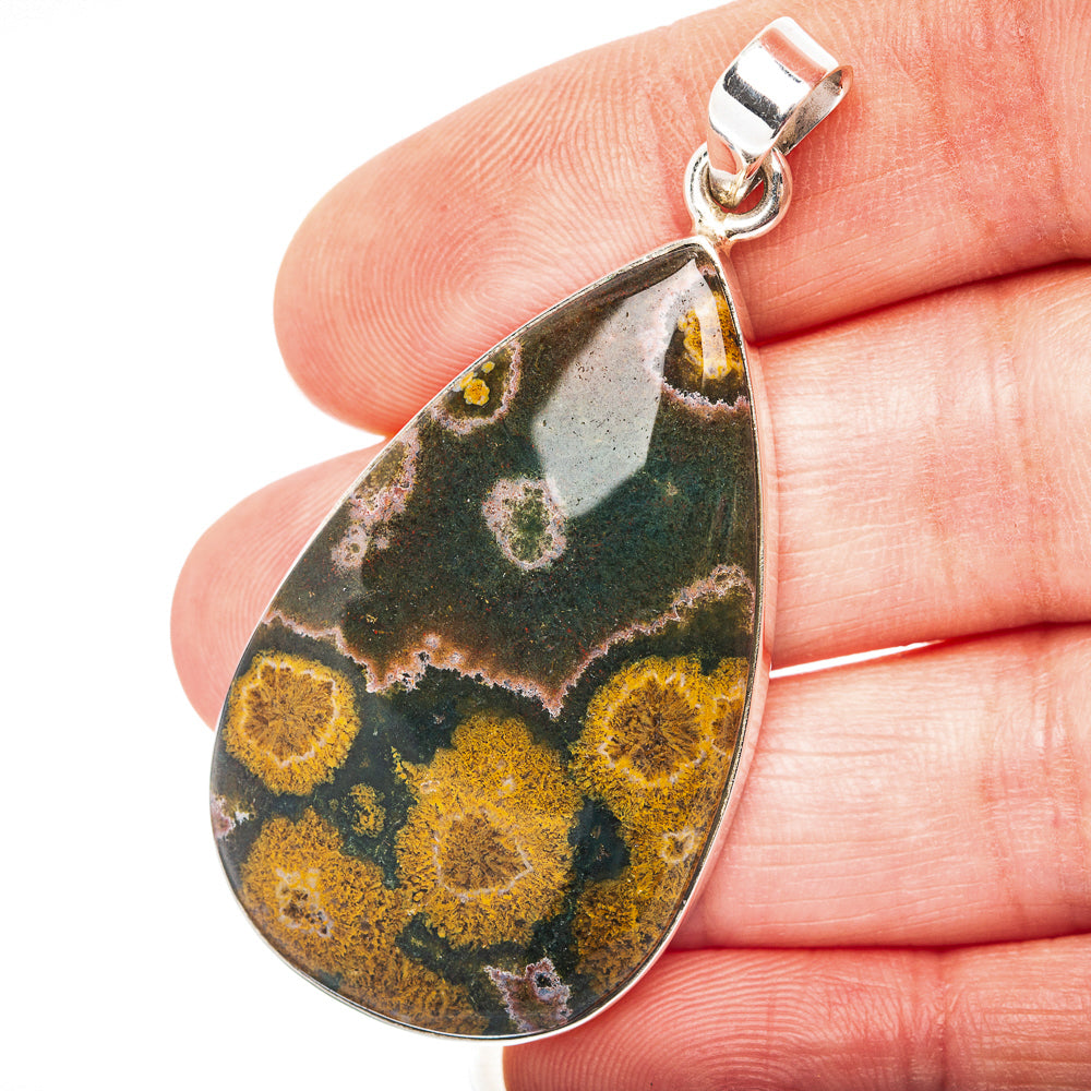 Ocean Jasper Pendant 2 1/8" (.925 Sterling Silver)