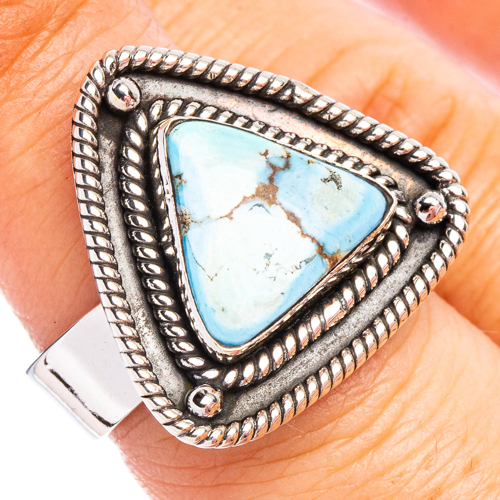 Golden Hills Turquoise Native Style Ring Size 6 Adjustable (.925 Sterling Silver) Exclusive