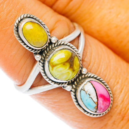 Sonoran Gold Turquoise, Cotton Candy Dahlia Turquoise Ring Size 8 (.925 Sterling Silver)