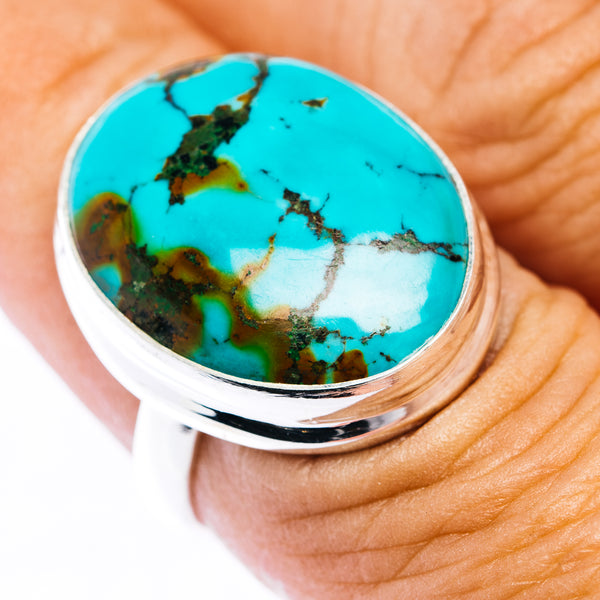 Premium Tibetan Turquoise Ring Size 7.5 (.925 Sterling Silver)