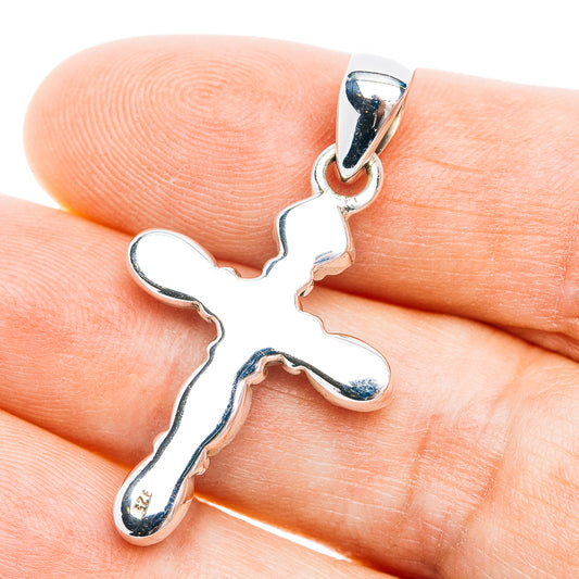 Southwestern Style Lapis Lazuli Cross, White Buffalo Turquoise Pendant 1 1/2" (.925 Sterling Silver)