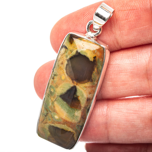Rainforest Jasper Pendant 2" (.925 Sterling Silver)