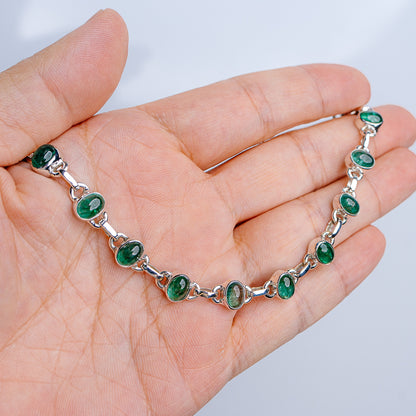 Premium Zambian Emerald Bracelet 7 to 8" (.925 Sterling Silver)