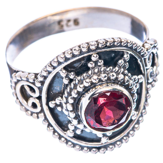 Garnet Ring Size 7.25 (925 Sterling Silver) R5575