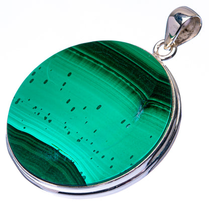Malachite Coin 925 Sterling Silver Pendant 1 7/8" (925 Sterling Silver) PD38646