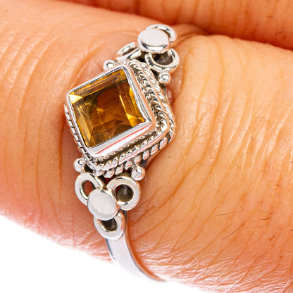 Faceted Citrine Dainty Ring Size 8 (925 Sterling Silver) R147278
