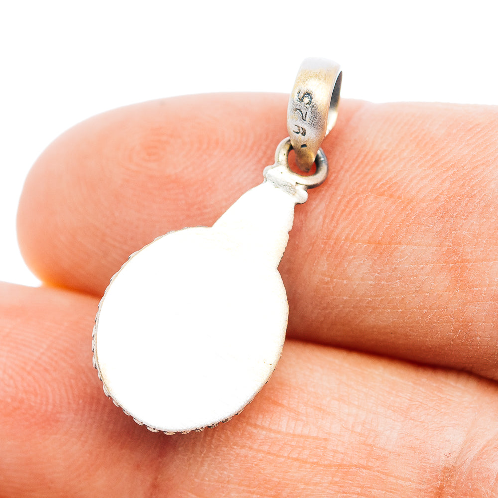 Southwestern Style Black Jack Turquoise Pendant 1 1/8" (.925 Sterling Silver)