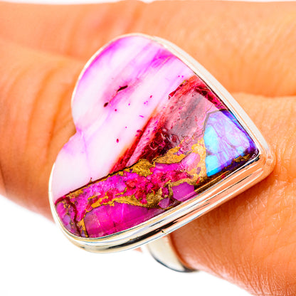 Large Kingman Pink Dahlia Turquoise Ring Size 8.25 (925 Sterling Silver) RING138589