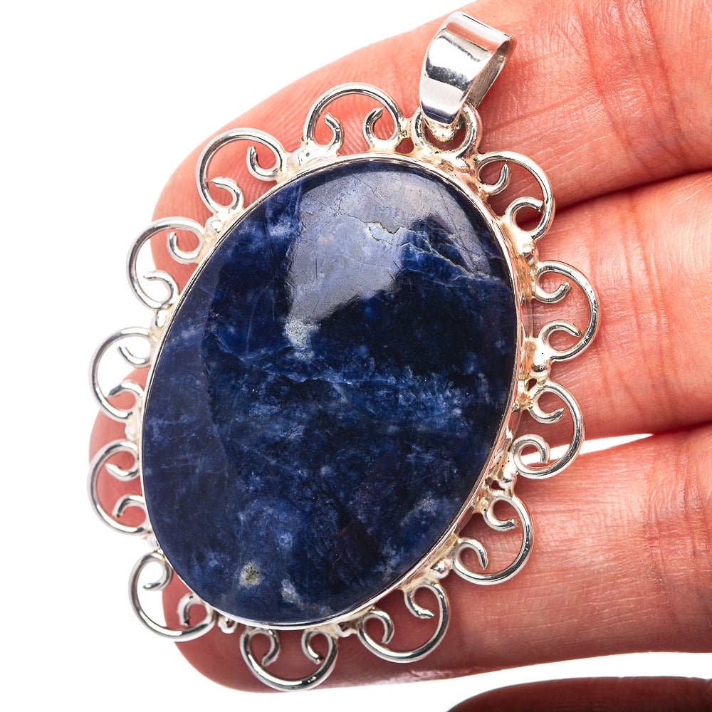 Premium Sodalite Pendant 2 1/8" (.925 Sterling Silver)