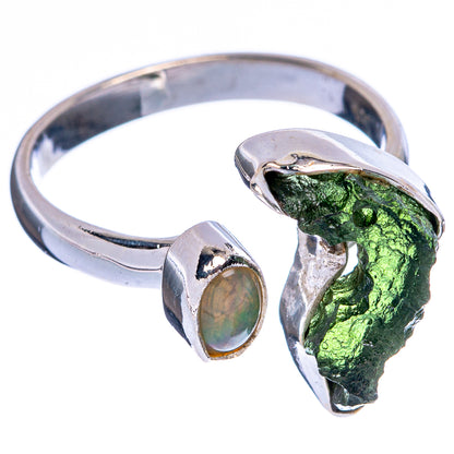 Rare Czech Moldavite, Ethiopian Opal Ring Size 8 (925 Sterling Silver) R146587