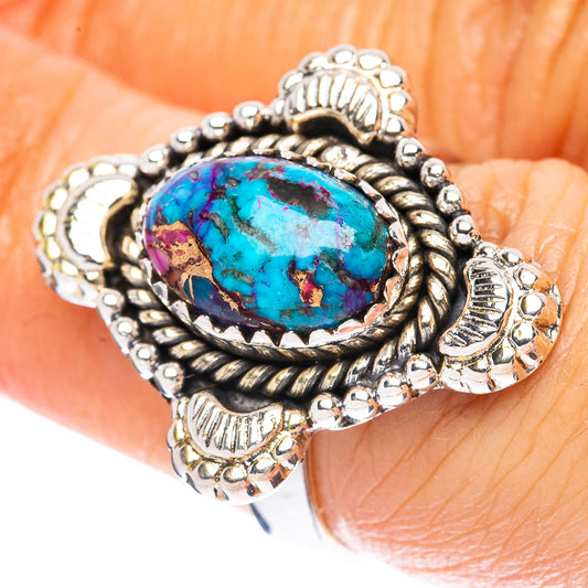 Kingman Pink Dahlia Turquoise Ring Size 6.5 (925 Sterling Silver) R4067