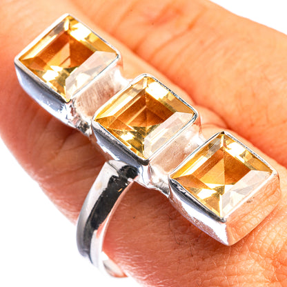 Large Faceted Citrine 925 Sterling Silver Ring Size 9.75