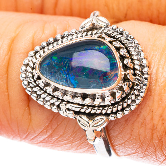 Rare Triple Opal Ring Size 8.25 (925 Sterling Silver) R4296