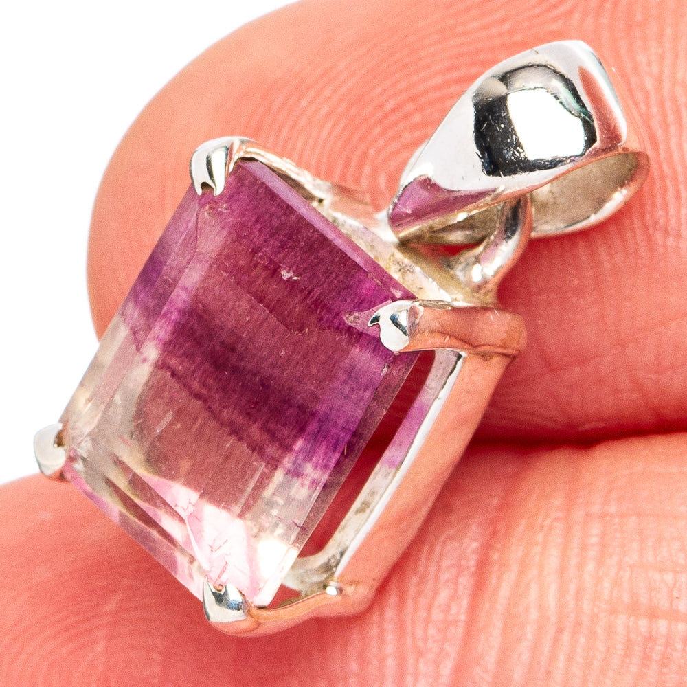 Purple Fluorite Pendant 3/4" (.925 Sterling Silver)