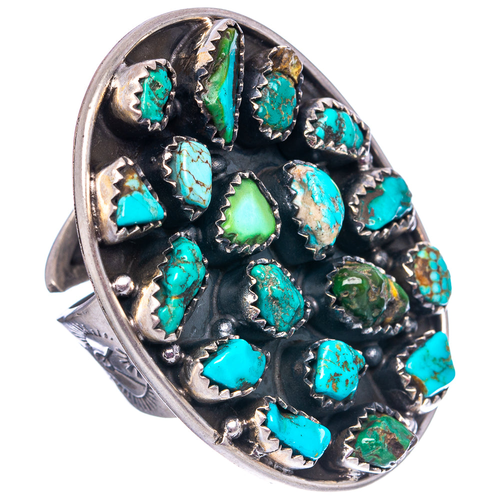 Exclusive Sonoran South Hill Turquoise Ring Size 7 Adjustable (.925 Sterling Silver)