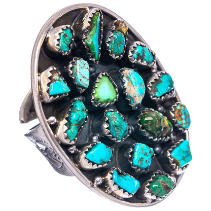 Exclusive Sonoran South Hill Turquoise Ring Size 7 Adjustable (.925 Sterling Silver)