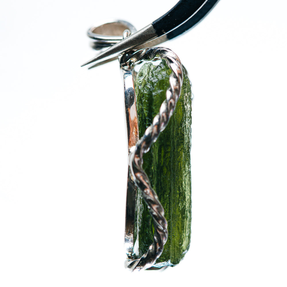 Premium AAA Czech Moldavite Pendant 1 1/2" (.925 Sterling Silver)