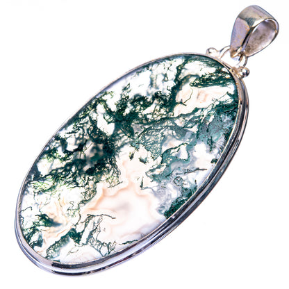 Green Moss Agate 925 Sterling Silver Pendant 2 1/8" (925 Sterling Silver) PD38623