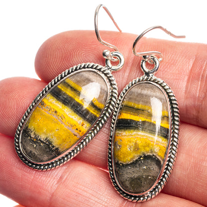 Bumble Bee Jasper 925 Sterling Silver Earrings 1 3/4"
