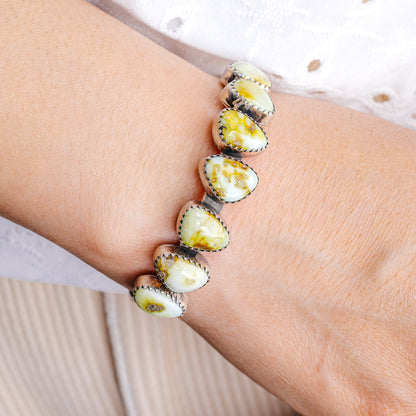 Sonoran Gold Turquoise Cuff Bracelet Adjustable (.925 Sterling Silver)