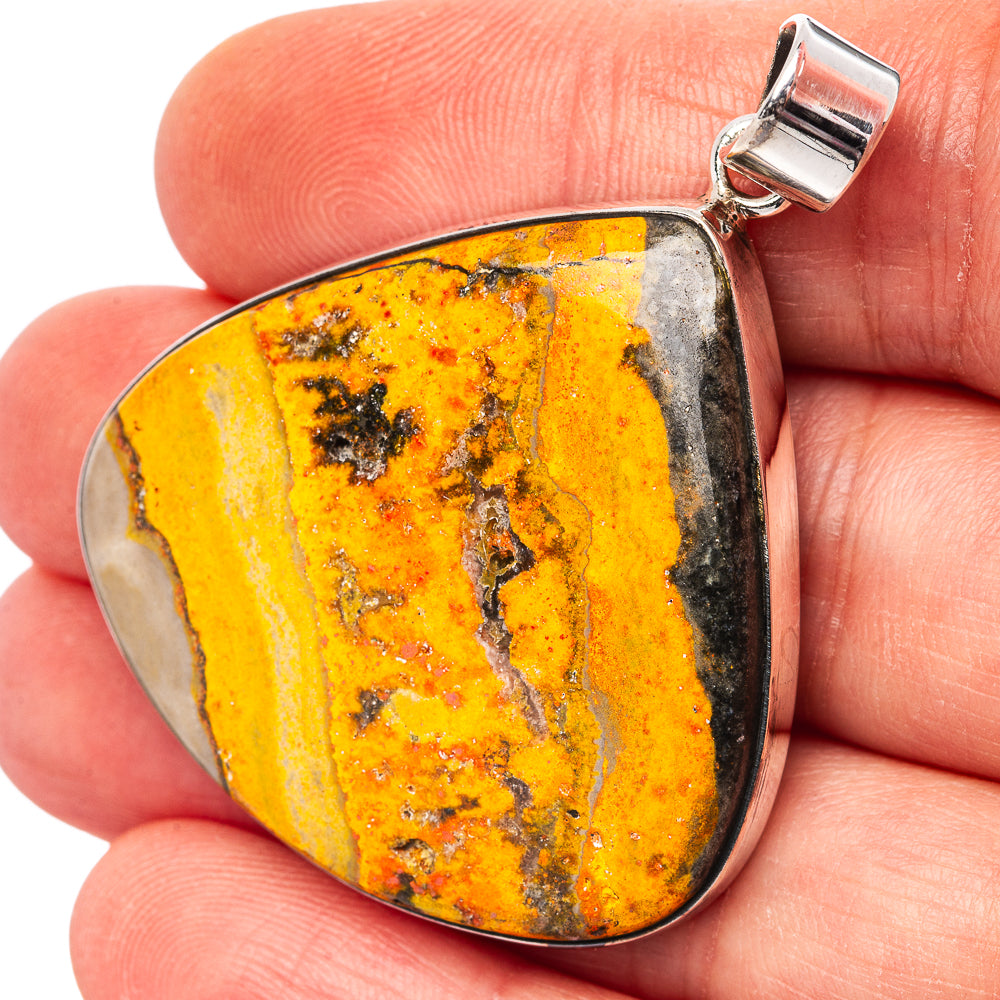 Premium Bumblebee Jasper Pendant 1 7/8" (.925 Sterling Silver)