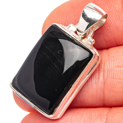 Black Onyx Pendant 1 1/4" (.925 Sterling Silver)
