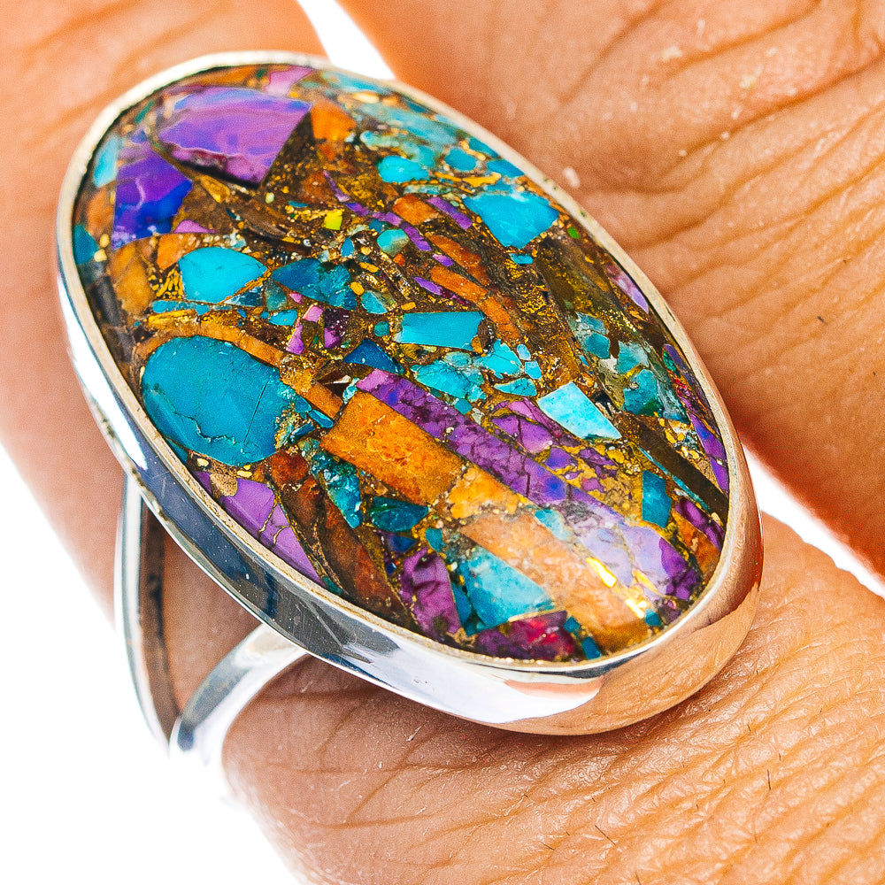 Premium Multi Dahlia Turquoise Ring Size 9 (.925 Sterling Silver)