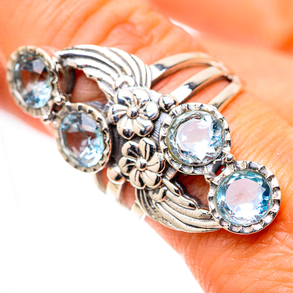 Large Blue Topaz 925 Sterling Silver Ring Size 7.75 (925 Sterling Silver) RING139662