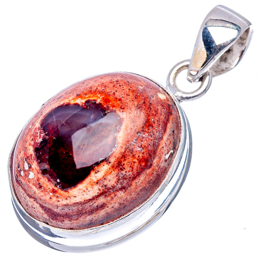 Sterling silver fire opal pendant with oval orange-red cabochon and open silver bail