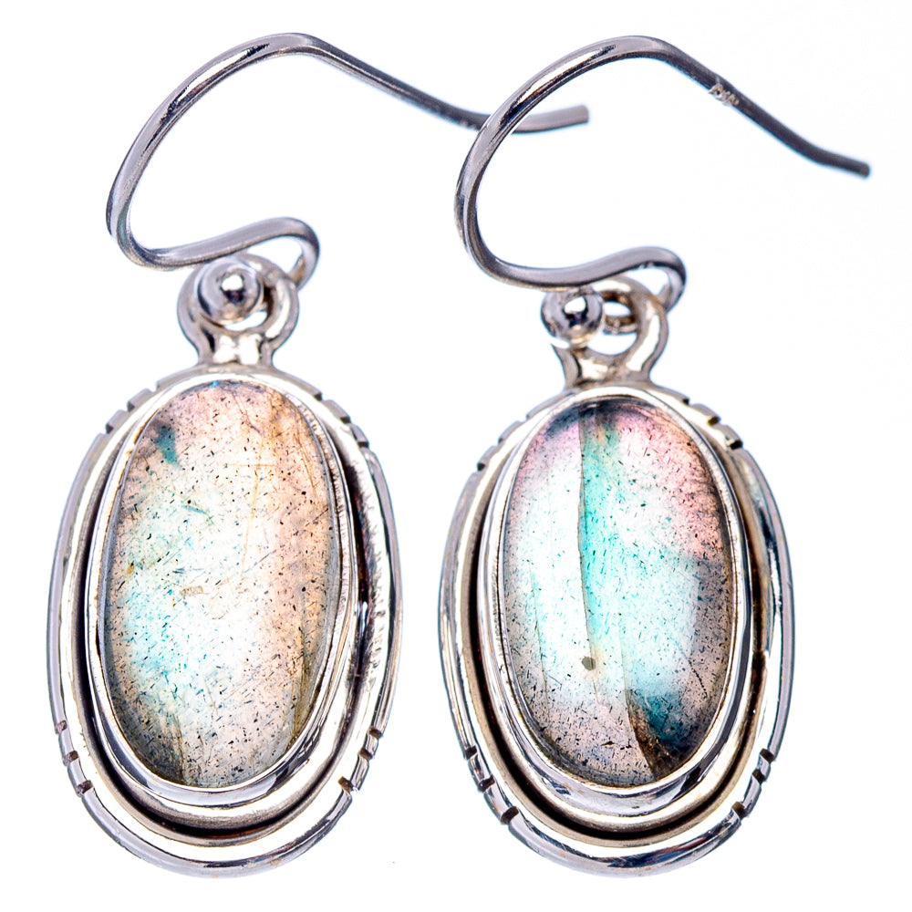 Labradorite Earrings 1 3/8" (.925 Sterling Silver)
