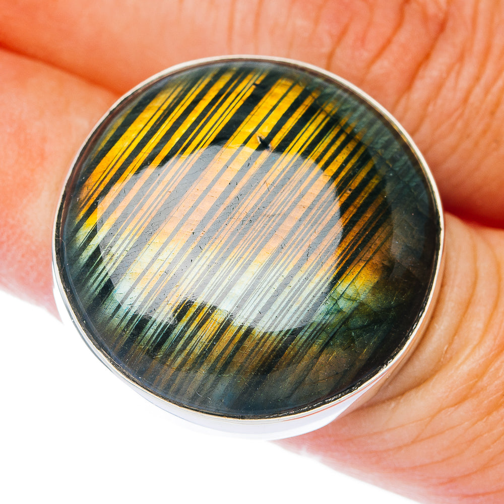 Large Premium Labradorite Ring Size 7 (.925 Sterling Silver)