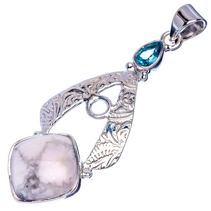 Premium Howlite, Blue Topaz Pendant 1 7/8" (925 Sterling Silver) P41168