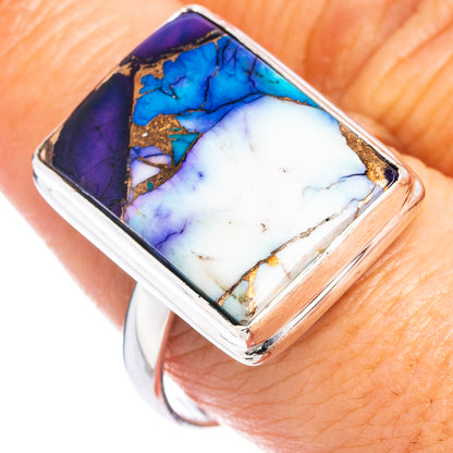 Ice Blue Dahlia Mohave Turquoise Ring Size 9 (.925 Sterling Silver)