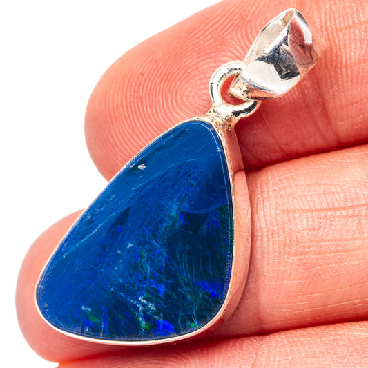 Sterling silver opal pendant with blue teardrop stone on bail