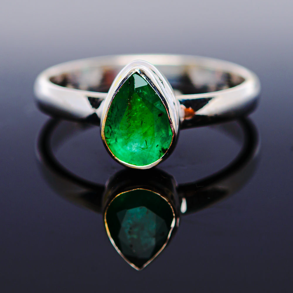 1ct Premium Zambian Emerald Ring Size 6.75 (.925 Sterling Silver)