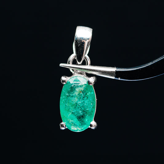 Premium Faceted Zambian Emerald Pendant 3/4" (.925 Sterling Silver)