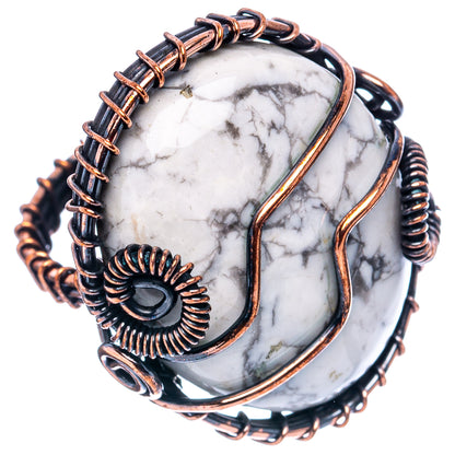 Howlite Wire Wrap Ring Size 6.25 (Oxidized Copper)