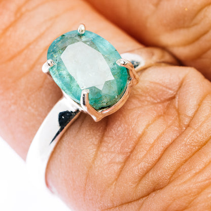 Faceted Paraiba Kyanite Ring Size 8 (.925 Sterling Silver)