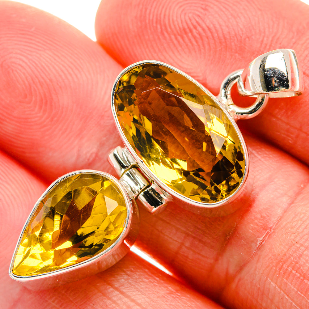 Faceted Citrine Pendant 1 3/4" (925 Sterling Silver) PD38180