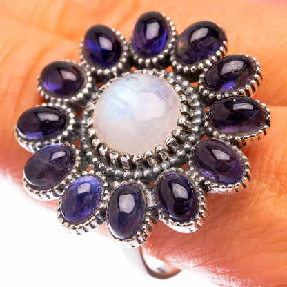 Large Rainbow Moonstone, Tanzanite Ring Size 10 (925 Sterling Silver) R140857