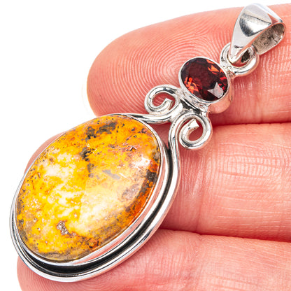 Bubblebee Jasper, Garnet Pendant 1 7/8" (925 Sterling Silver) P41418