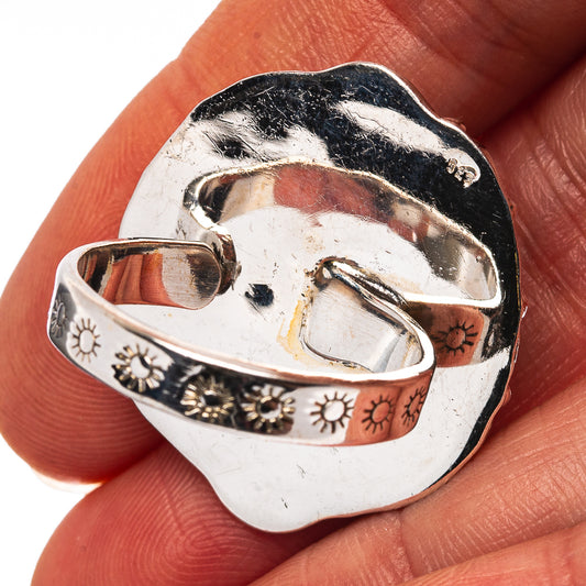 Exclusive Southwestern Style Hubei Turquoise Ring Size 9 Adjustable (.925 Sterling Silver)