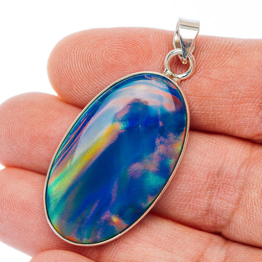 Aurora Opal Pendant 1 3/4" (.925 Sterling Silver)