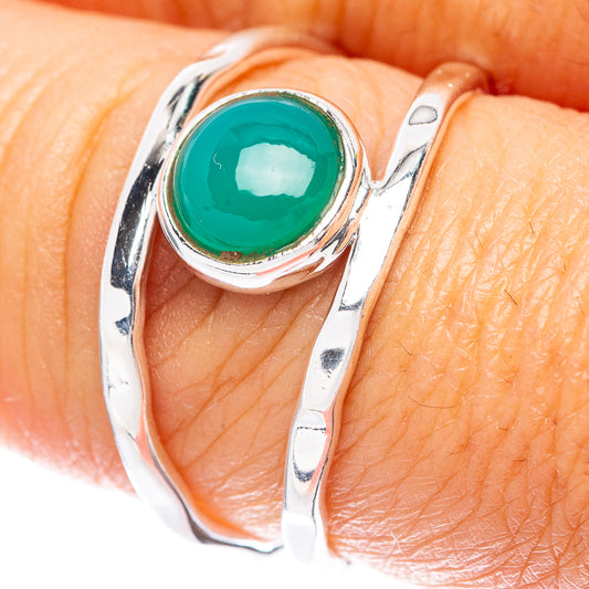 Green Onyx Dainty Ring Size 8 (925 Sterling Silver) R5849