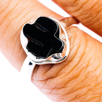 Black Onyx Cactus Ring Size 9 (.925 Sterling Silver)